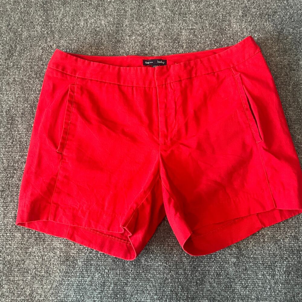 Gap Hadley Women's Red Linen Blend Shorts Size 6 Casual Summer Pockets